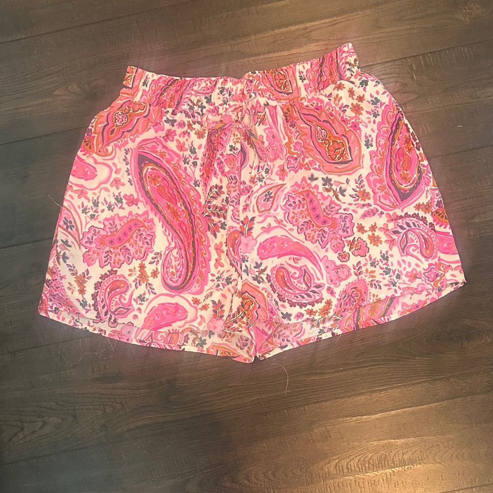 Pink Paisley Print Shorts